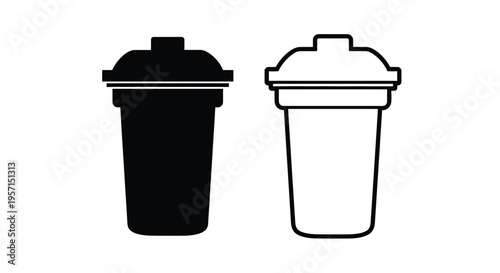 Two shaker cups one black and one white are displayed side by side