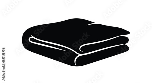 A simple black and white illustration of a neatly folded blanket