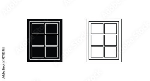 Two window frame outlines one dark and one light displayed side by side