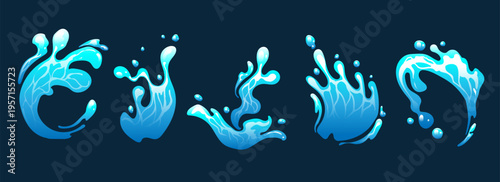 Water splash drop cartoon sea waves