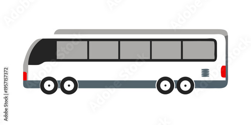 Bus icon, minimalistic style, white and gray colors, transportation concept
