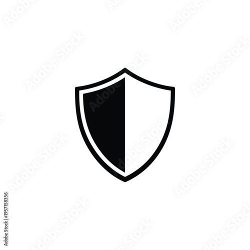 Free Download Security shield icon for cybersecurity and data protection, black and white security shield vector for digital protection - GFXLoad