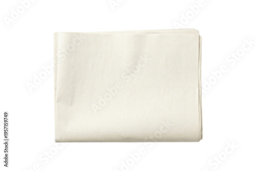 Blank folded newspaper top view isolated. Daily news publication mockup.