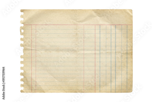 Canvastavla Vintage blank ledger paper sheet top view isolated
