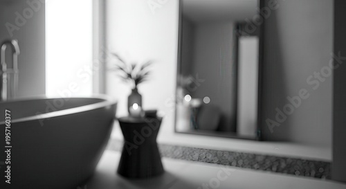 Modern Bathroom Interior with Mirror Reflection.