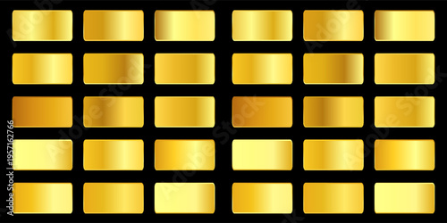 Gold,golden gradient,pattern,template.Set of colors for design,collection of high quality gradients.Metallic texture,shiny background.Pure metal.Suitable for text ,mockup,banner, ribbon or ornament.