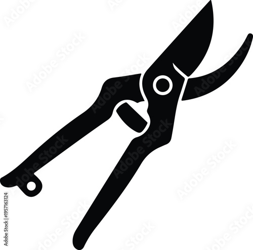 Silhouette garden secateurs hand tool for professional landscaping work vector illustration