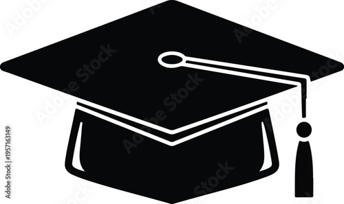Silhouette graduation cap icon symbol for academic achievement and success vector illustration