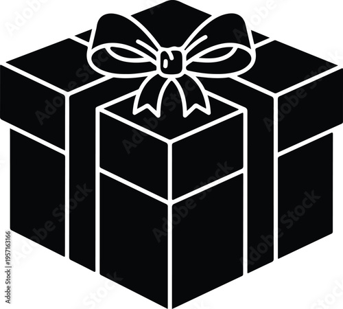 Silhouette holiday gift box with ribbon bow for celebration designs vector illustration