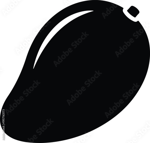 Silhouette icon of a fresh organic mango fruit isolated object vector illustration