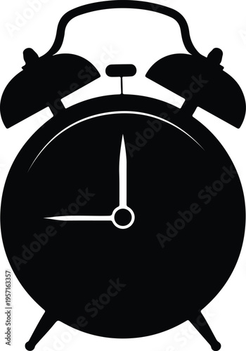 Silhouette of a classic twin bell alarm clock icon vector illustration