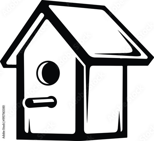 Silhouette of a classic wooden birdhouse for spring garden decoration vector illustration