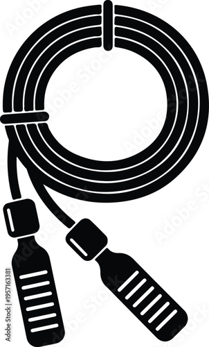 Silhouette of a coiled jump rope for fitness and exercise vector illustration