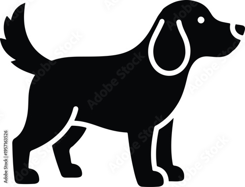 Silhouette of a friendly dog standing in a side view vector illustration