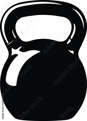Silhouette of a heavy gym kettlebell for fitness training workout vector illustration