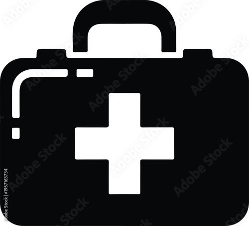Silhouette of a professional medical first aid kit icon vector illustration