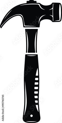 Silhouette of a professional steel claw hammer for construction work vector illustration
