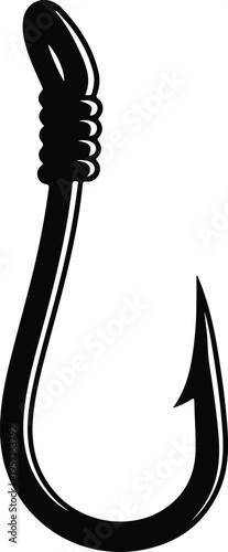 Silhouette of a sharp metal fishing hook for angling sports vector illustration