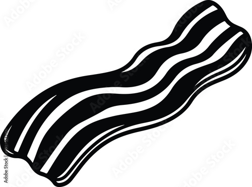 Silhouette of a wavy crispy fried bacon strip food vector illustration