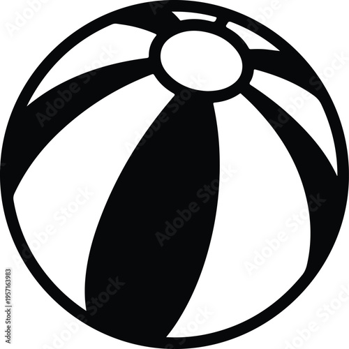 Silhouette of an inflatable striped beach ball for summer vacation vector illustration