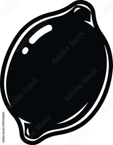 Silhouette organic whole lemon fruit isolated against a white backdrop vector illustration