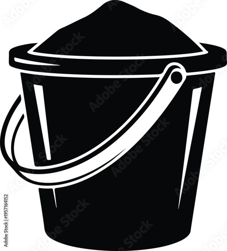 Silhouette plastic sand bucket icon for beach play or construction vector illustration