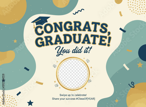 Graduation Celebration Template with Customizable Photo