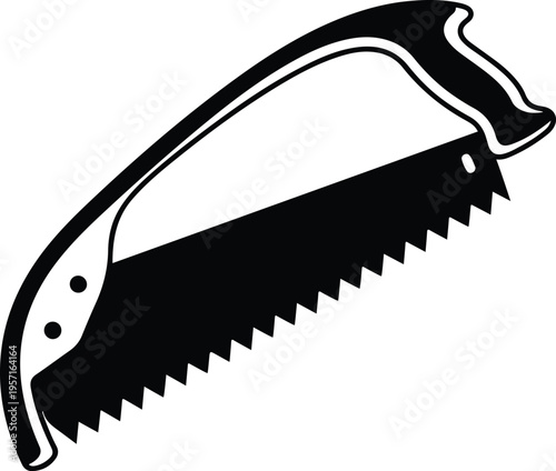Silhouette pruning hand saw tool for gardening and wood cutting vector illustration