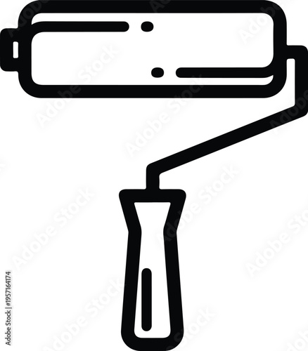 Silhouette paint roller tool for home renovation and wall decoration vector illustration