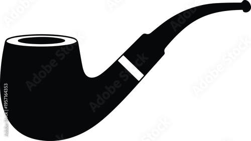 Silhouette vintage tobacco smoking pipe icon isolated on white background vector illustration