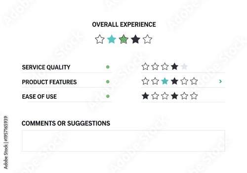 A star rating system for evaluating overall experience with service quality product features and ease of use