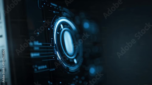 Futuristic digital interface with glowing blue circular elements
