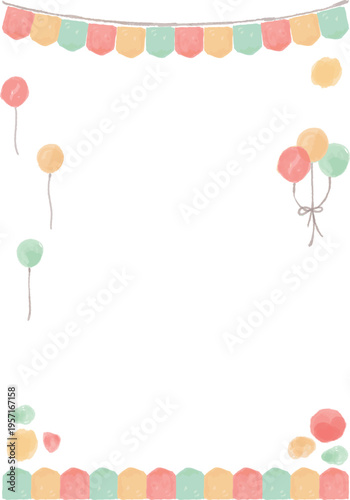 ふんわり可愛い賞状シリーズ パステルカラーの賞状用フレーム素材（文字なし・がんばったで賞・枠のみ）