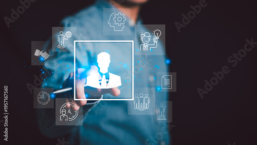Canvas Print HR professionals leverage digital systems to streamline hiring processes, analyze talent data, strategic planning, and enhance employee development, aligning workforce strategy with business goals