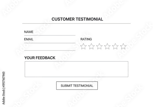A customer submits a testimonial with a high rating on a feedback form