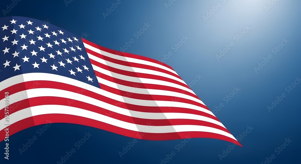 Obraz premium Waving american flag in the sunlight