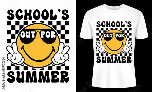 School's Out For Summer Last Day Of School T-Shirt Design Vector