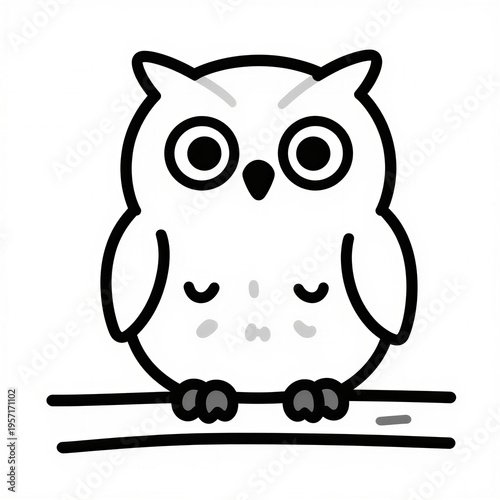 Cartoon owl illustration for coloring book for young children