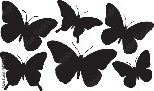 Black floral pattern with white centers and stems isolated on white background white floral center isolated on white background