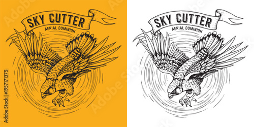 Sky Cutter Aerial Dominion Falcon Hawk Diving Engraving