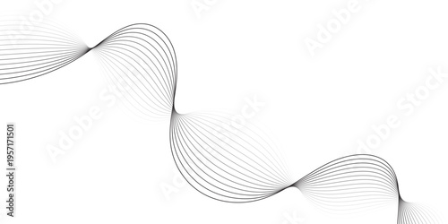 Abstract Wave Lines Background With Flowing Curves And Minimal Modern Line Art Design.
