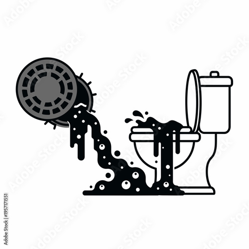Toilet overflowing with water and waste from the bowl and drain.