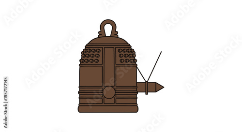 A brown Dalek robot from the Doctor Who series with a gun-like appendage.