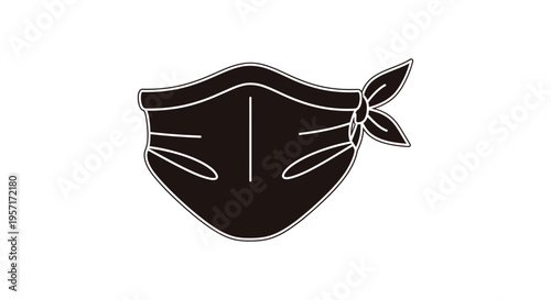 Black face mask with tied knot on side.