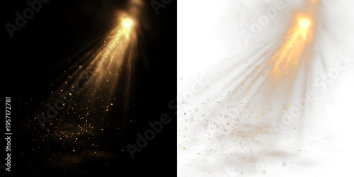 Bright light bursts from the center creating a smoky effect with particles and a transparent background in a creative design