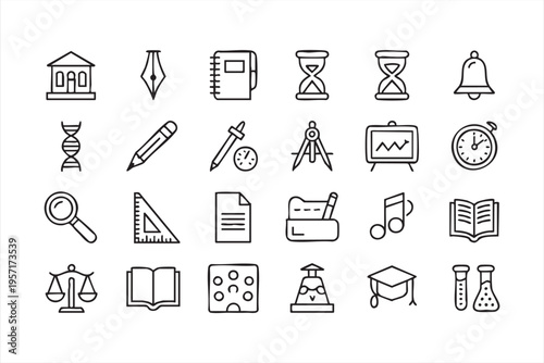 Education Icon Collection with School Learning and Academic Tools
