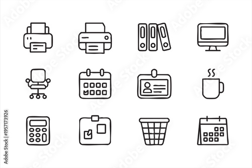 Minimal Office Icons for Work Productivity and Administrative Tasks