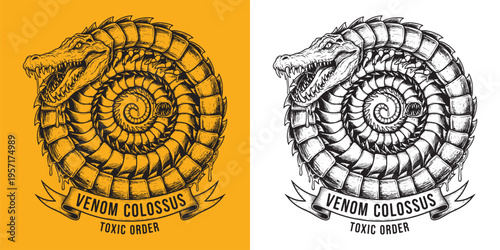 Venom Colossus Spiral Crocodile, Toxic Order Reptile Engraving