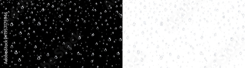 Фотография Water droplets fall on a clear surface creating a pattern of various shapes and