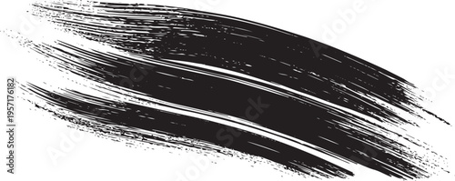 Black grunge paint brush stroke texture on white background